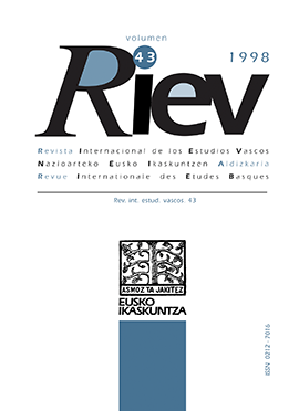 Revista Internacional de los Estudios Vascos. RIEV, 43, 2