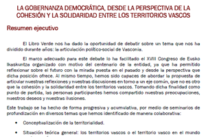 La gobernanza democrática, desde la perspectiva de la cohesión y la solidaridad entre los territorios vascos
