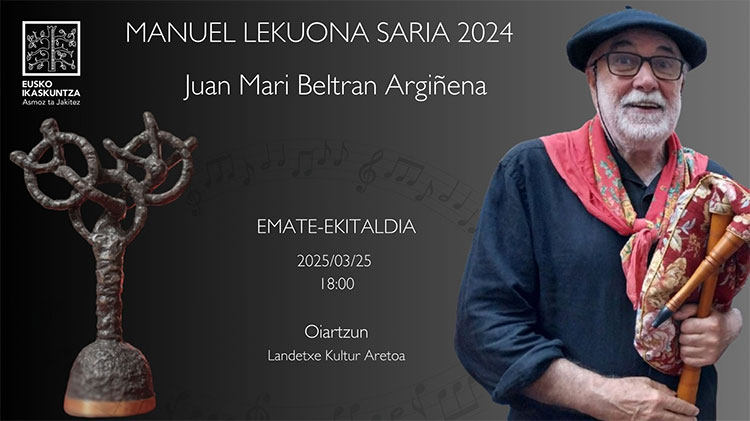 2024ko Manuel Lekuona Saria Juan Mari Beltran Argiñenari emate-ekitaldia